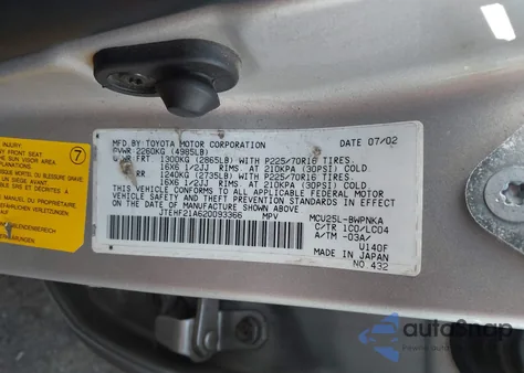 2002 Toyota Highlander Limited z USA, uszkodzony, nr VIN JTEHF21A620093366